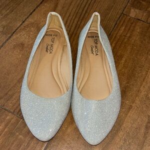 💐Women’s Silver Sparkling Glitter Flats